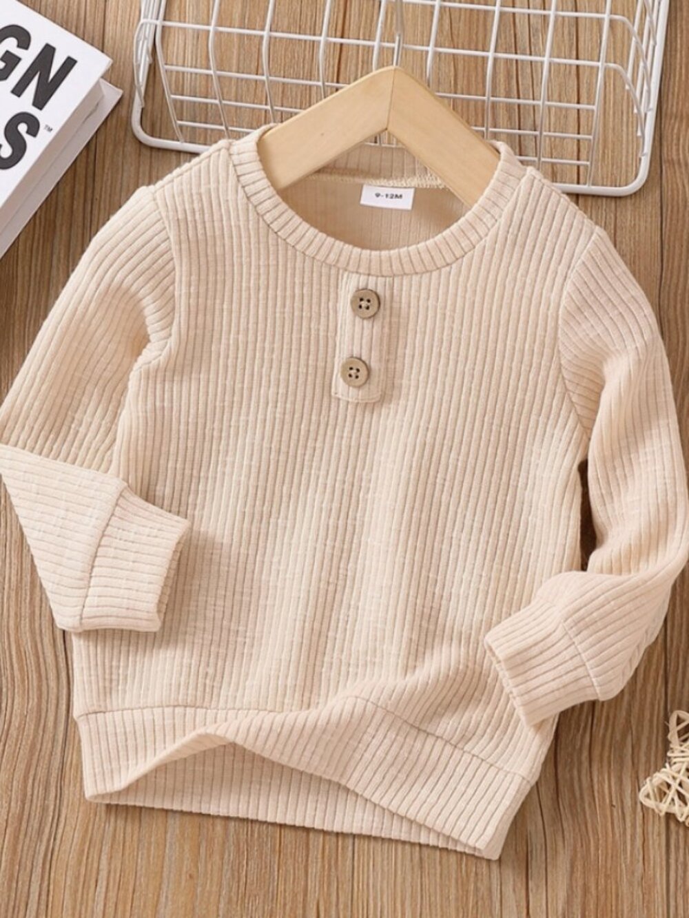 Kids Apricot Ribbed Long Sleeve
